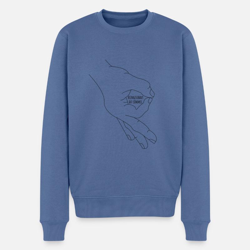 Reingeschaut Reingeguckt Retro Meme - Männer Premium Bio Pullover - Taubenblau