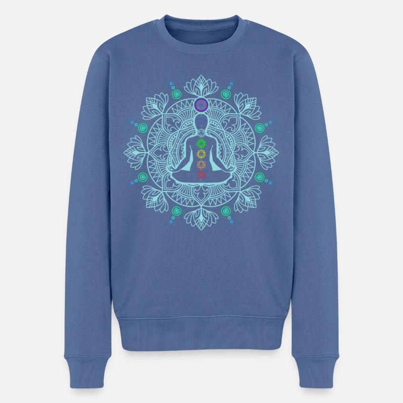 Meditation Esoterik Yoga - Männer Premium Bio Pullover - Taubenblau