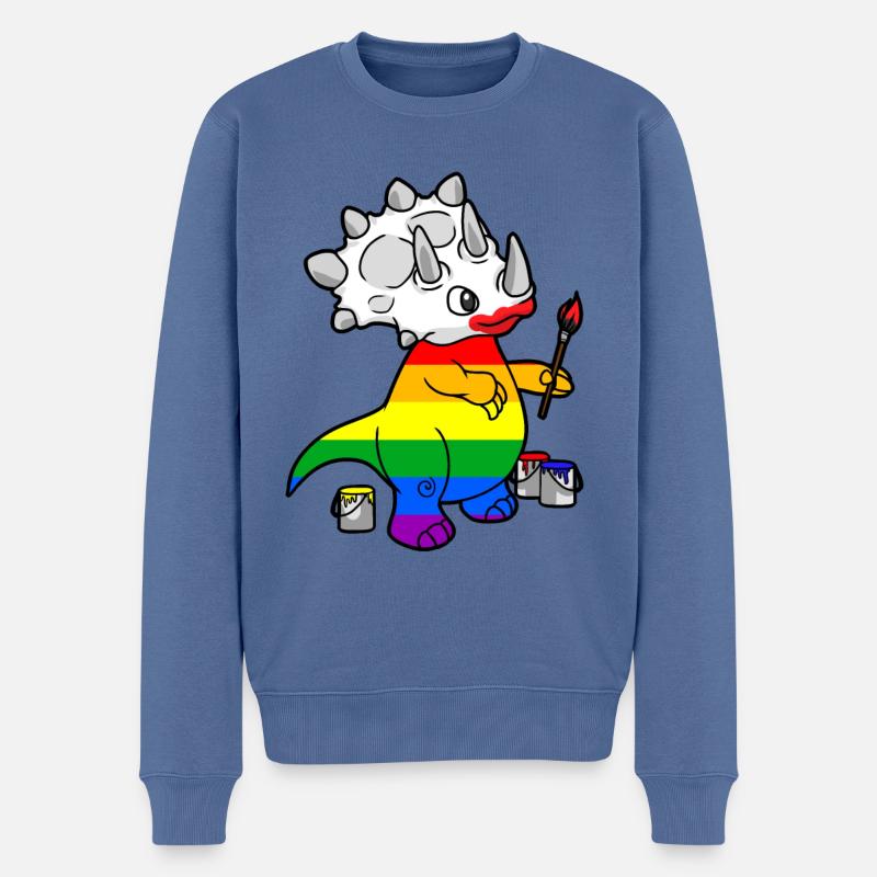 Triceratops LGBT Regenbogen - Männer Premium Bio Pullover - Taubenblau