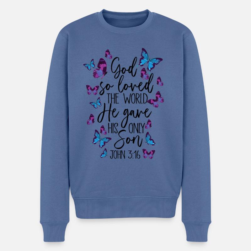 Christlicher Bibelvers Religion - Männer Premium Bio Pullover - Taubenblau
