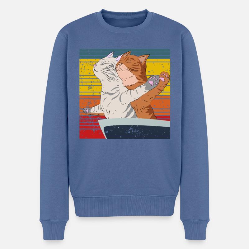 chat mignon chat titane pose cute cats - Pull Premium bio Homme - bleu pigeon