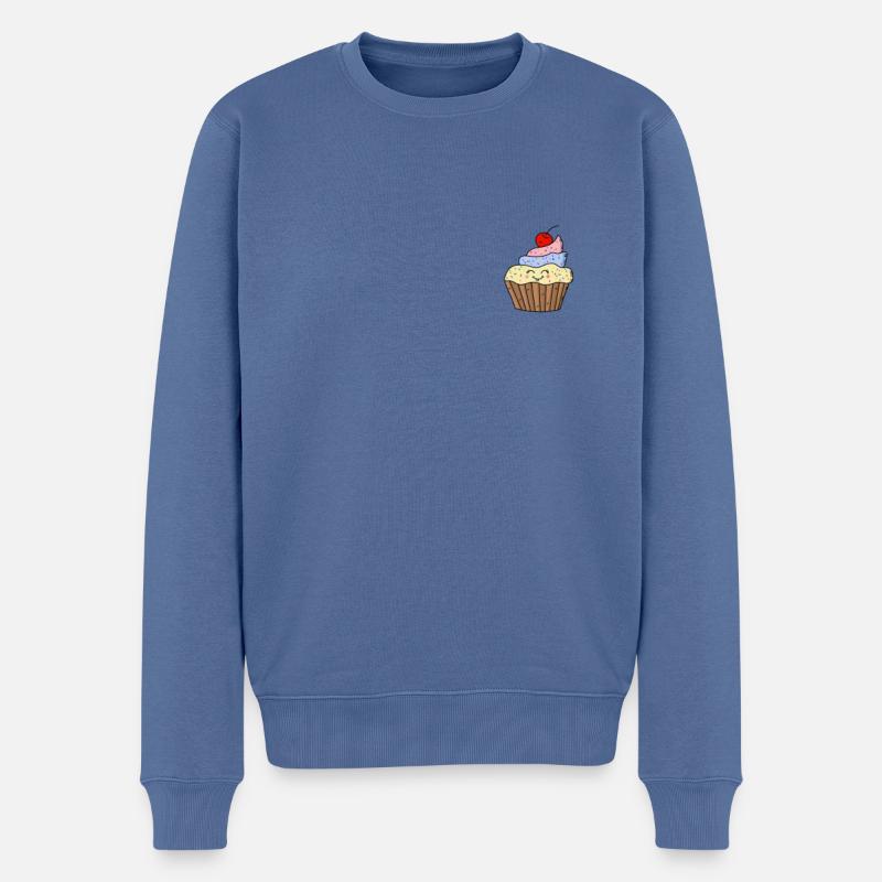 Cupcake Kirsche Muffin Gebäck Süßigkeit - Männer Premium Bio Pullover - Taubenblau