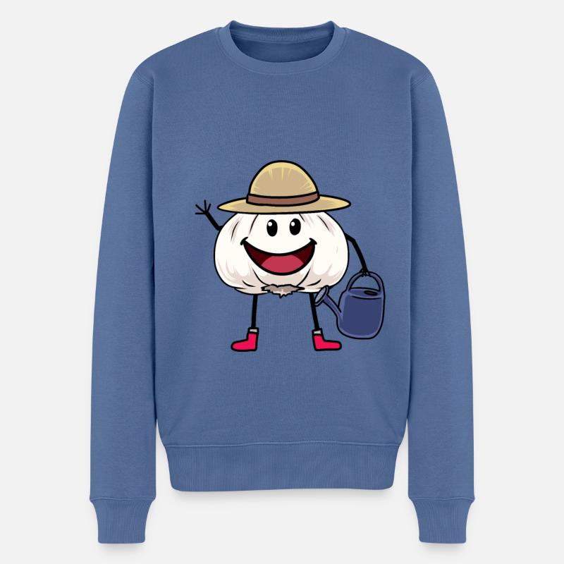 Knoblauch Gärtner gärtnern Ernte Garten Gemüse - Männer Premium Bio Pullover - Taubenblau