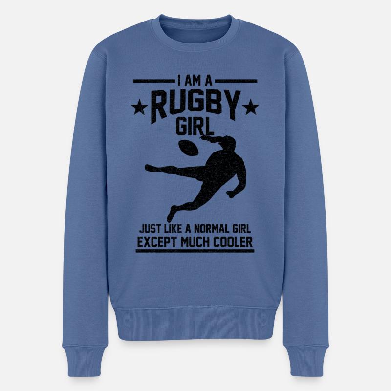 Rugby Mädchen Geschenk - Männer Premium Bio Pullover - Taubenblau