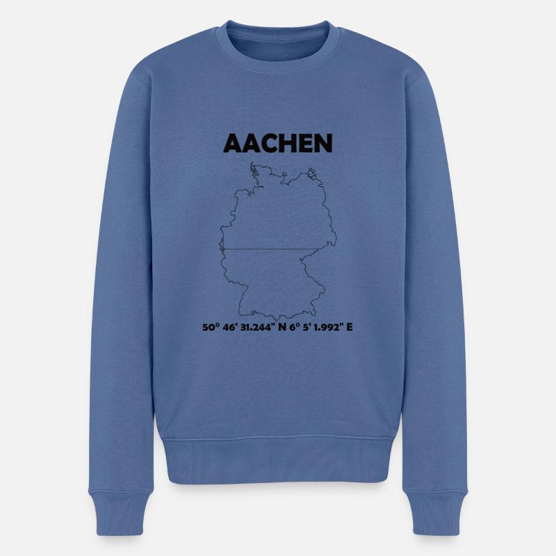 Aachen Karte - Männer Premium Bio Pullover - Taubenblau