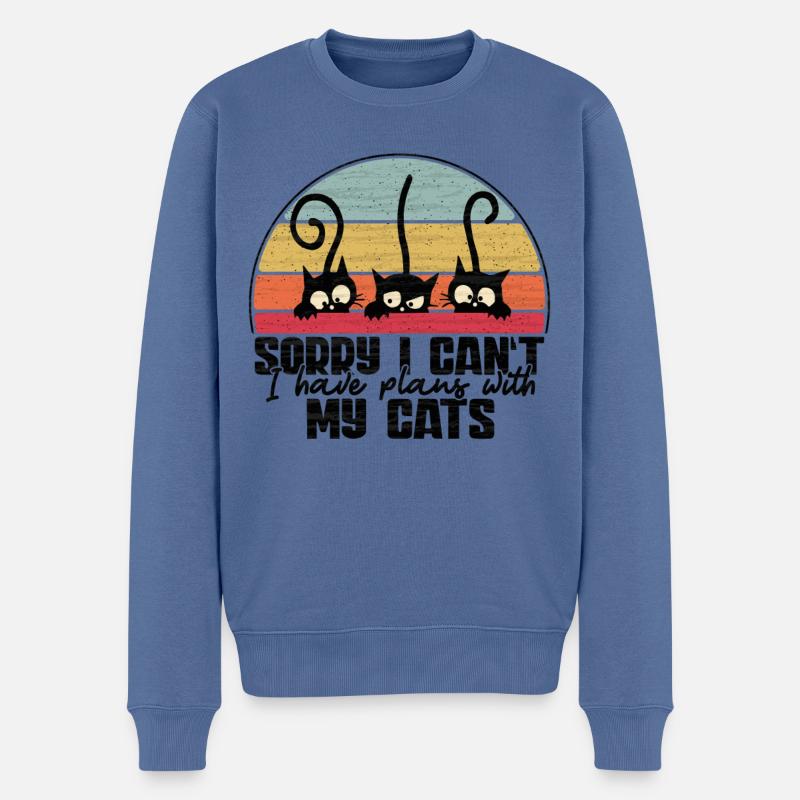 Katzen im Vintage Stil - Pläne mit meinen Katzen - Männer Premium Bio Pullover - Taubenblau