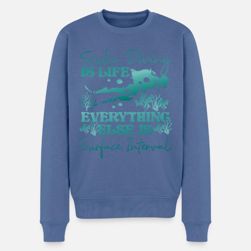 Diver Scuba Diving Is Life - Männer Premium Bio Pullover - Taubenblau