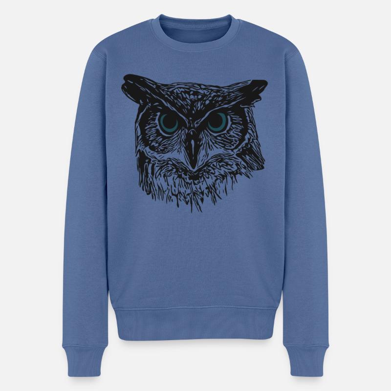 Eulen Vogelmotiv Vogel uhu Eule - Männer Premium Bio Pullover - Taubenblau