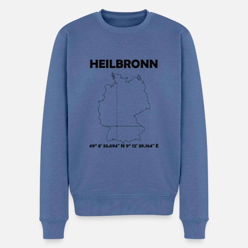 Heilbronn Karte - Männer Premium Bio Pullover - Taubenblau