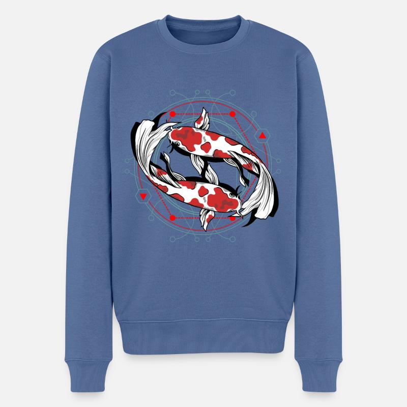 Koi Fisch - Männer Premium Bio Pullover - Taubenblau
