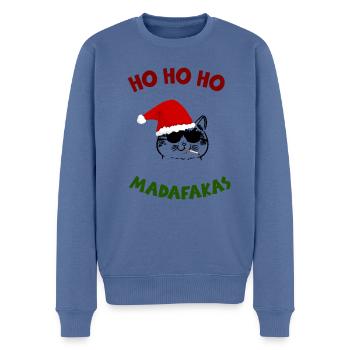 Chat Chat Noël Cool Dicton Idée Cadeau - Pull Premium bio Homme - bleu pigeon - Devant - Nico (187cm)