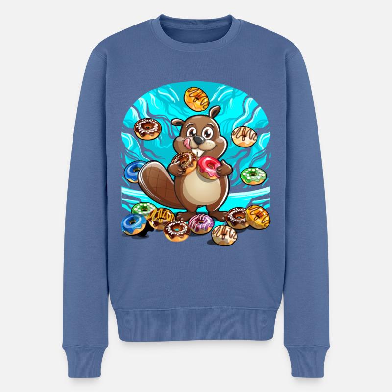 Bieber Donuts - Männer Premium Bio Pullover - Taubenblau