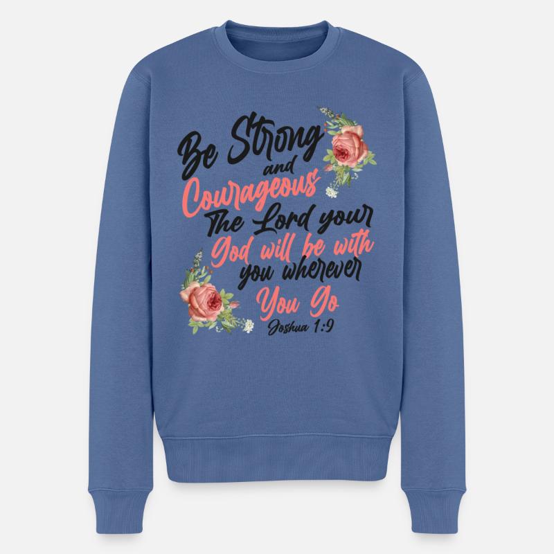 Christian Bible Verse Quote Rose - Männer Premium Bio Pullover - Taubenblau