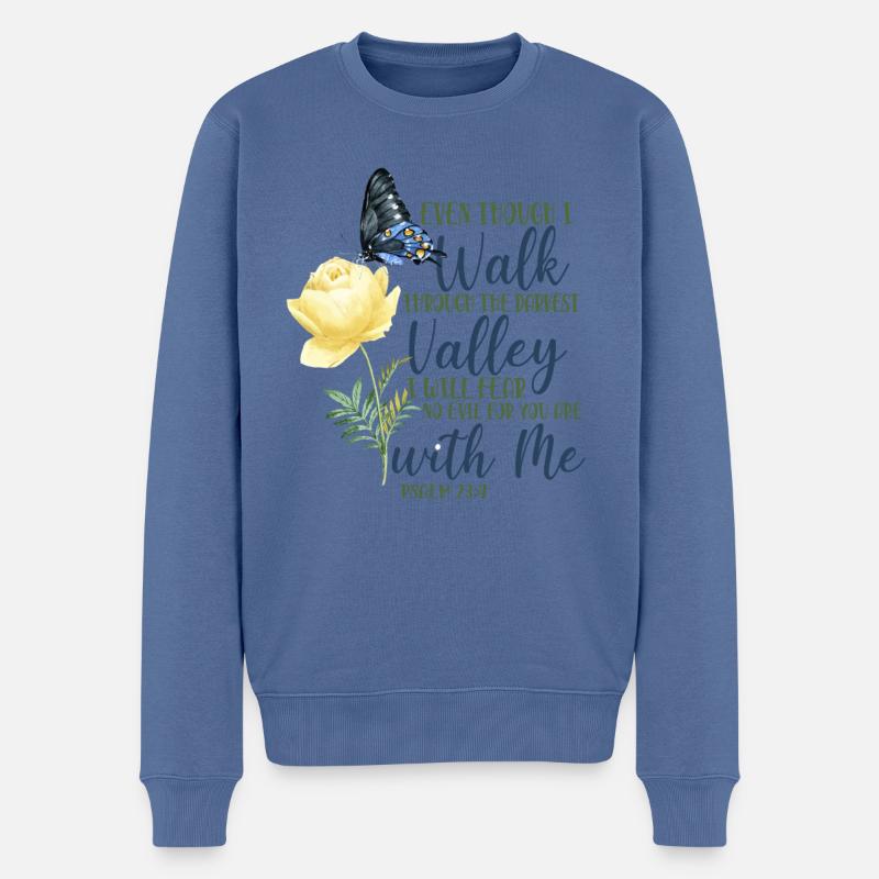 Christian Bible Verse Quote - Männer Premium Bio Pullover - Taubenblau