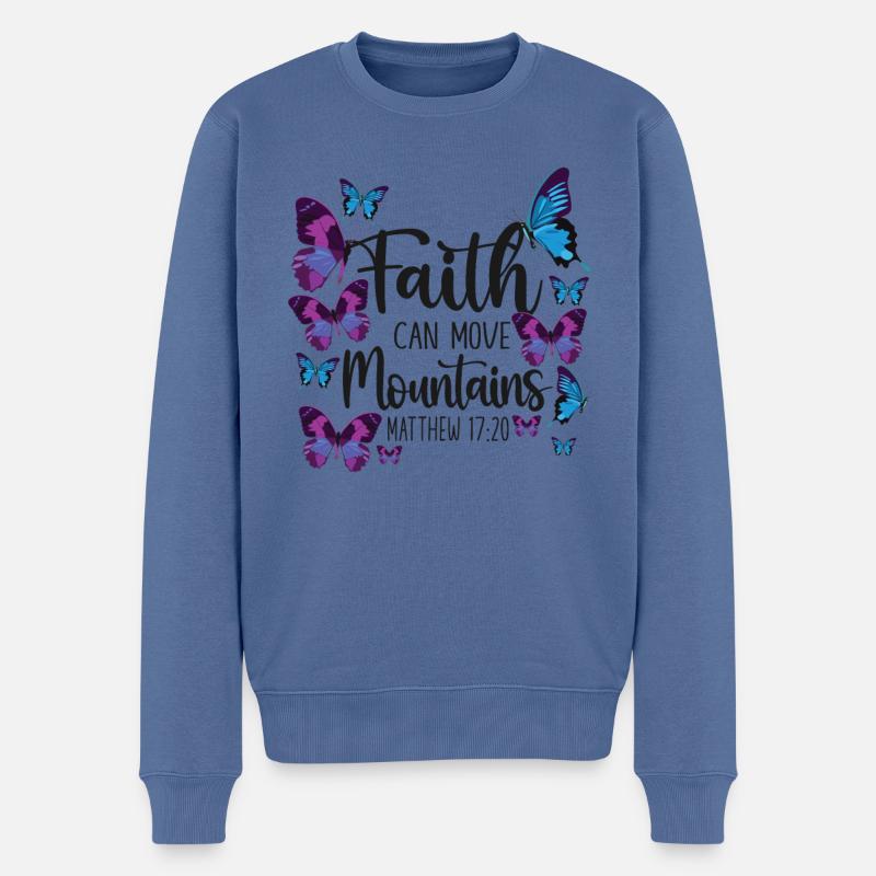 Citation de verset biblique chrétien - Pull Premium bio Homme - bleu pigeon