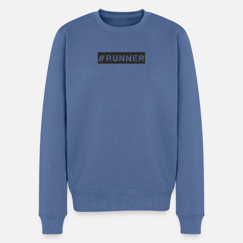 Course à pied - #runner - Pull Premium bio Homme - bleu pigeon