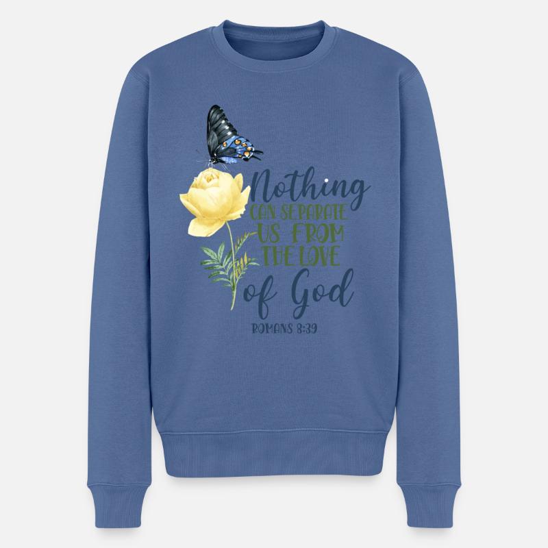 Christian Bible Verse Butterfly - Männer Premium Bio Pullover - Taubenblau