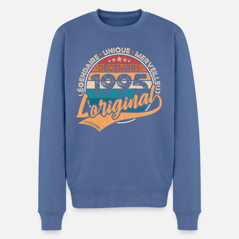 Anniversaire Décembre 1995 L’original 1995 Décembre - Pull Premium bio Homme - bleu pigeon