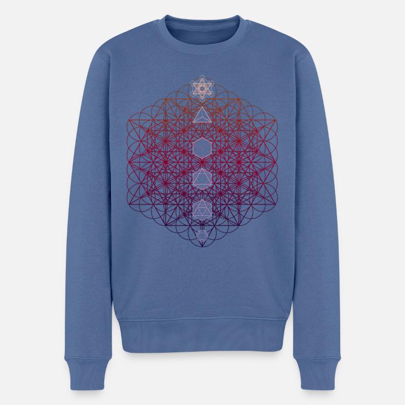64 Tetraeder Metatrons Würfel Sacred Geo - Männer Premium Bio Pullover - Taubenblau