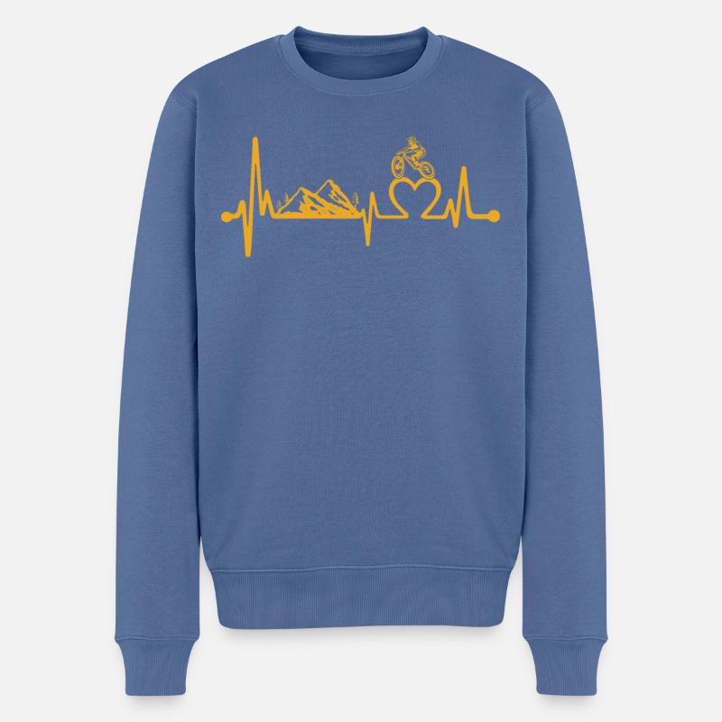 Herzschlag Fahrrad - Männer Premium Bio Pullover - Taubenblau