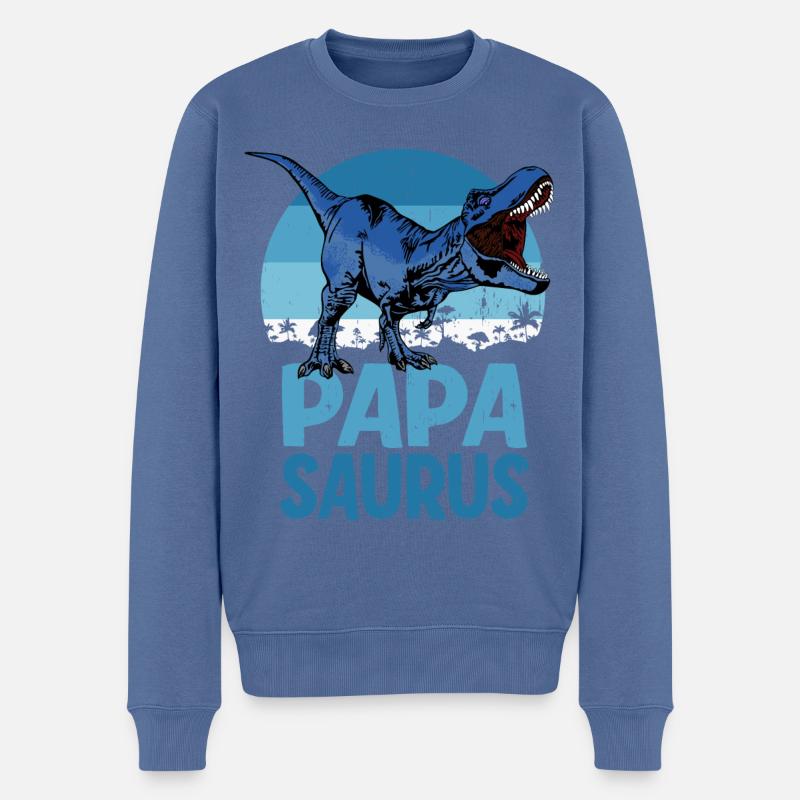 Papa Saurus Dadsaurus Dinosaur Family - Männer Premium Bio Pullover - Taubenblau