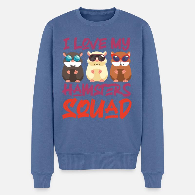 Hamster mignon J’aime mes hamsters - Pull Premium bio Homme - bleu pigeon