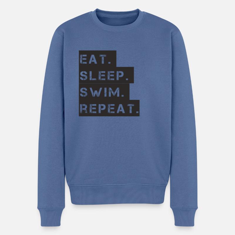 Schwimmen - eat. sleep. swim. repeat. - Männer Premium Bio Pullover - Taubenblau