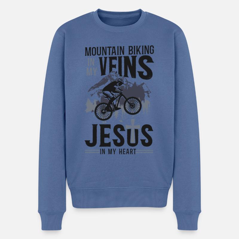 Enduro MTB Mountain Bike Riding - Männer Premium Bio Pullover - Taubenblau