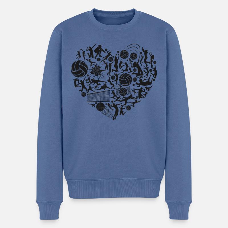 Volleyball Player Team Heart - Männer Premium Bio Pullover - Taubenblau