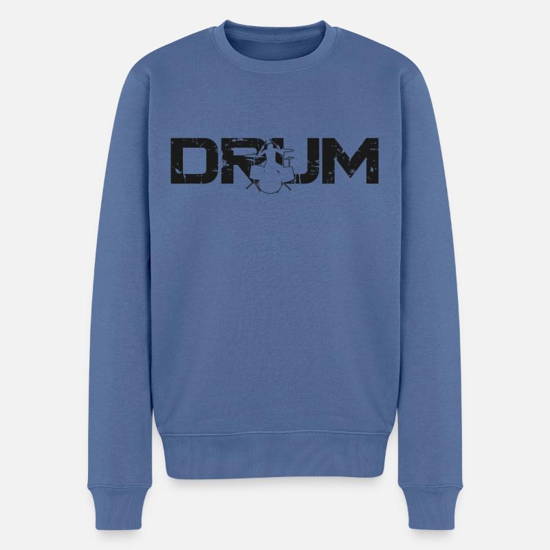 Drummer Drum Set Vintage Drum - Männer Premium Bio Pullover - Taubenblau