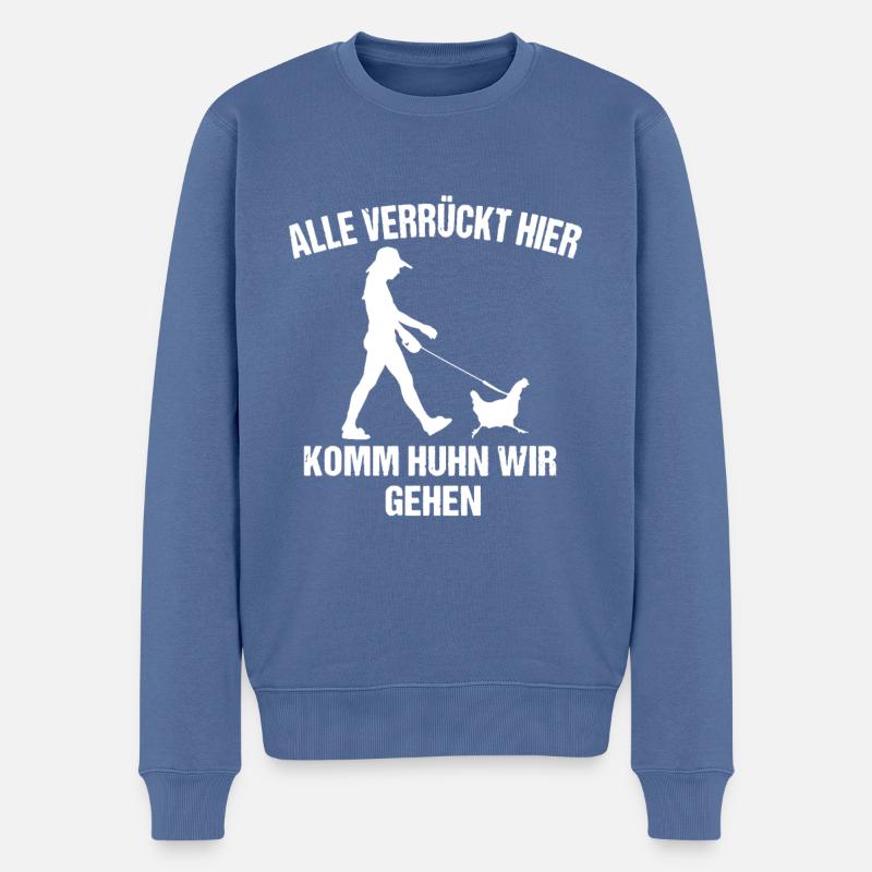 Huhn, Bauernhof, Hühner, Spruch, Bauer Hühnerstall - Männer Premium Bio Pullover - Taubenblau