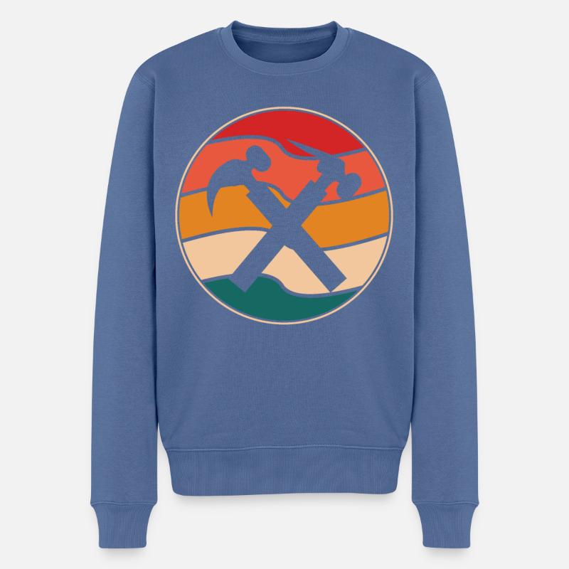 Mauerer Retro - Männer Premium Bio Pullover - Taubenblau