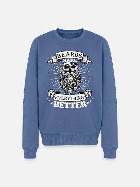 Beards make everything better - Men's Premium Organic Jumper - stone blue