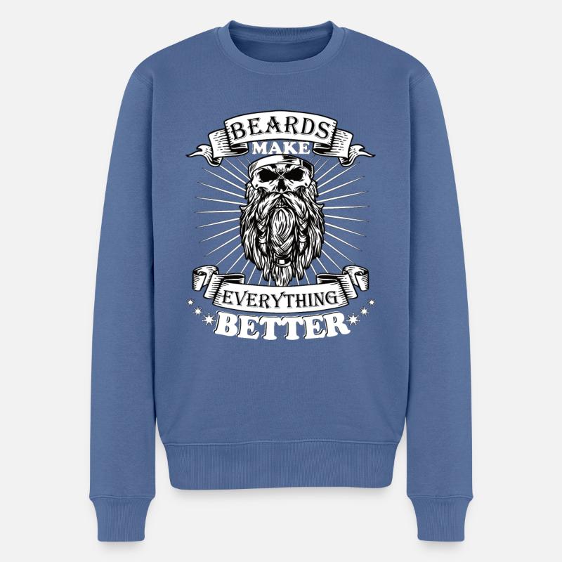 Beards make everything better - Men's Premium Organic Jumper - stone blue
