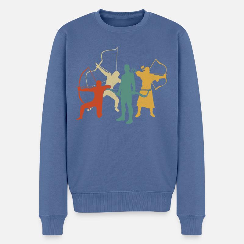 Archery Bow Archer Retro Vintage - Männer Premium Bio Pullover - Taubenblau