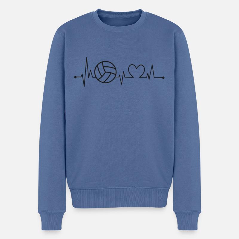 Volleyball Player Team Heartbeat - Männer Premium Bio Pullover - Taubenblau