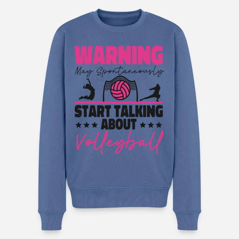 Volleyball Player Team Warning May - Männer Premium Bio Pullover - Taubenblau