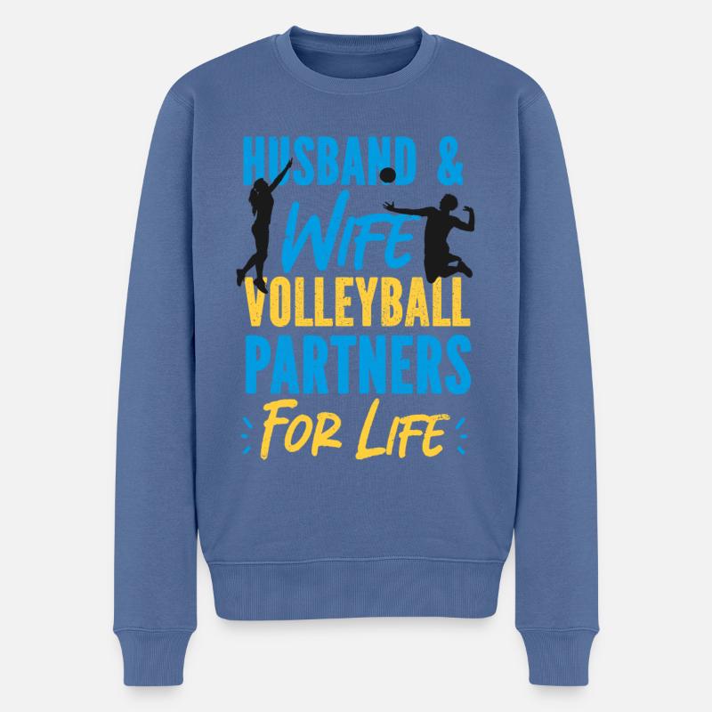 Volleyball Player Team Husband - Männer Premium Bio Pullover - Taubenblau