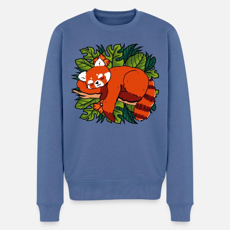 Katzenbär Kleiner Panda - Männer Premium Bio Pullover - Taubenblau