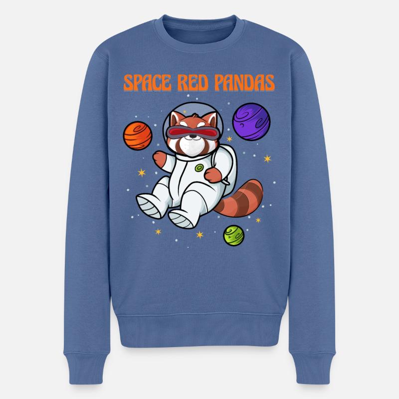 Space Red Pandas - Männer Premium Bio Pullover - Taubenblau