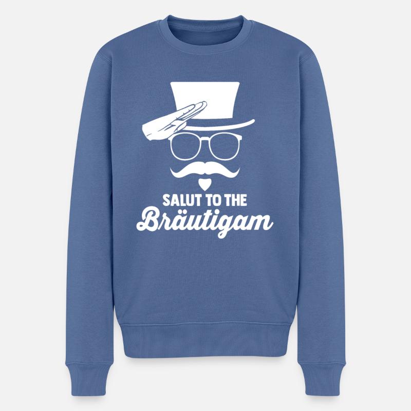 Salut To The Bräutigam Zylinderhut Schnauzer Bart - Männer Premium Bio Pullover - Taubenblau