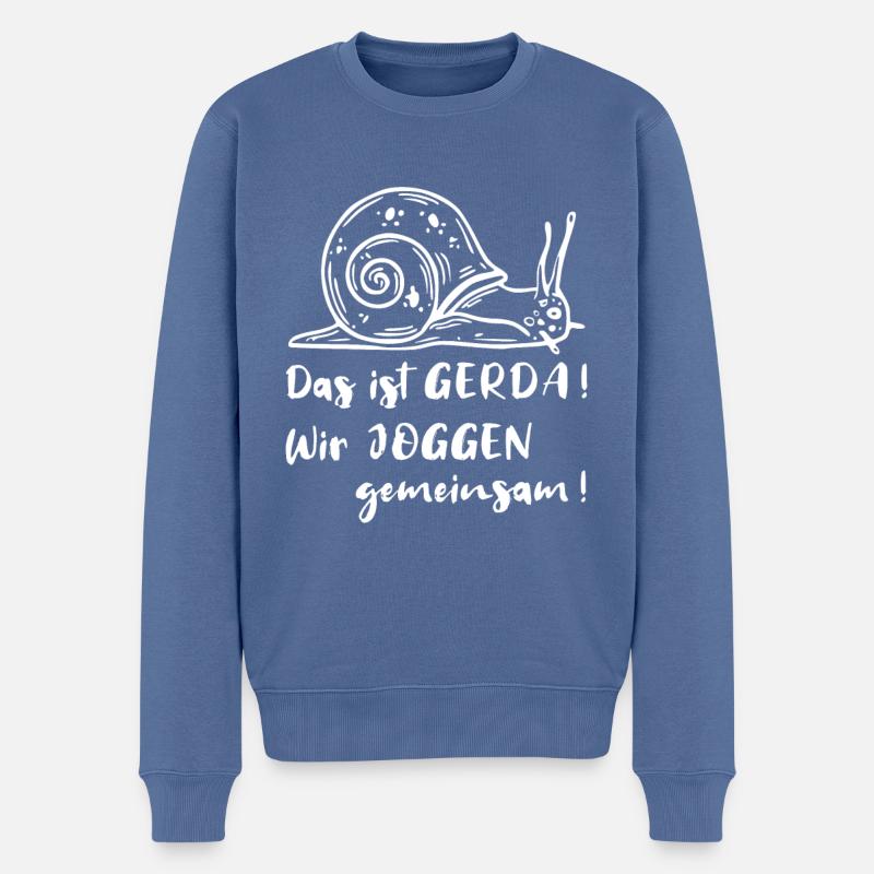 Das ist Gerda Wir joggen gemeinsam, Laufen, Rennen - Männer Premium Bio Pullover - Taubenblau