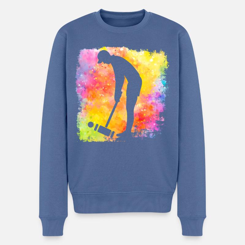Krocket Retro - Männer Premium Bio Pullover - Taubenblau