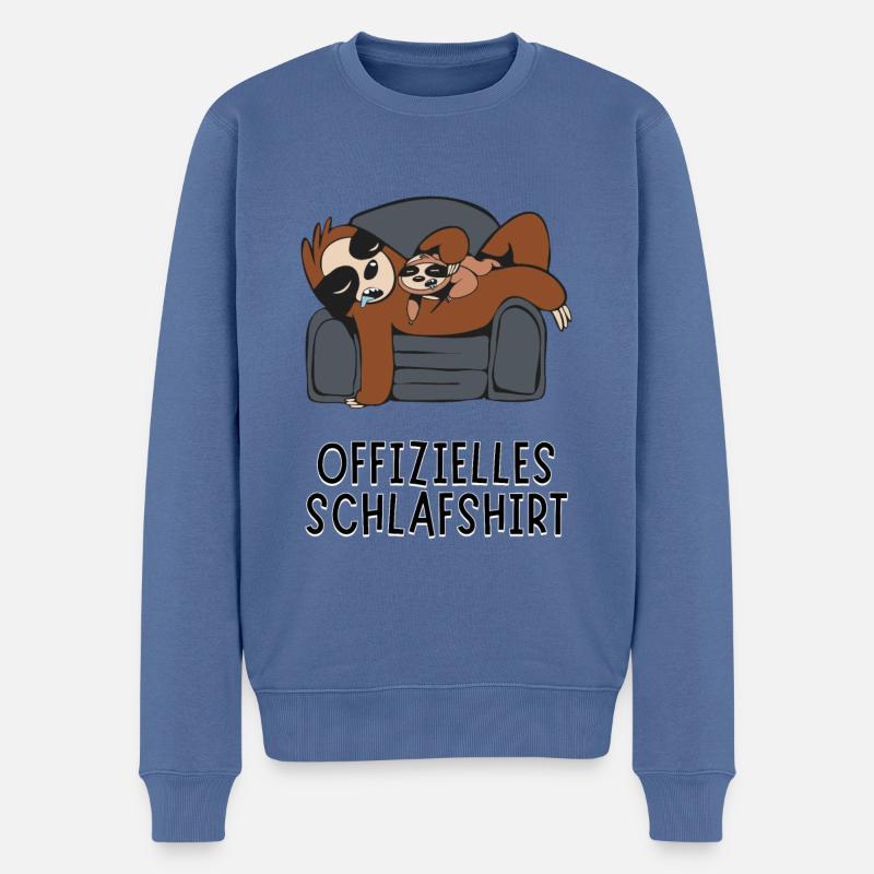 Offizielles Schlafshirt - Faultier Papa mit Kind - Männer Premium Bio Pullover - Taubenblau
