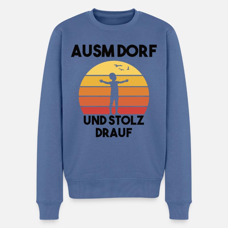 Dorfleben Spruch - Männer Premium Bio Pullover - Taubenblau