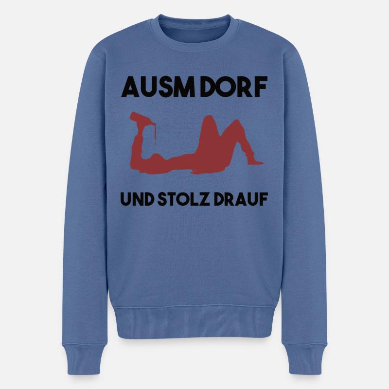 Dorfleben Spruch - Männer Premium Bio Pullover - Taubenblau