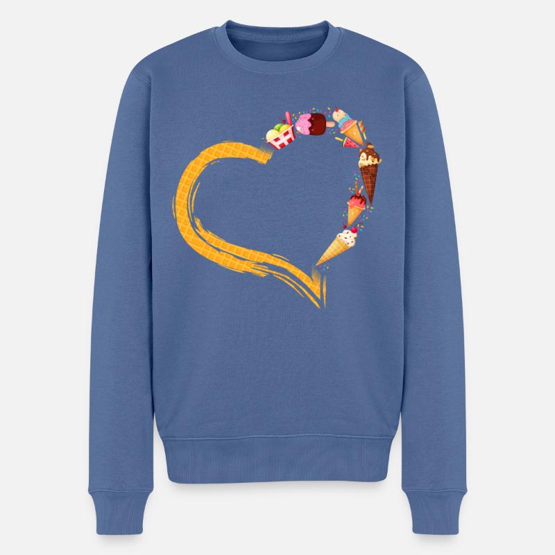 Crème glacée Heart Cone Popsicle - Pull Premium bio Homme - bleu pigeon