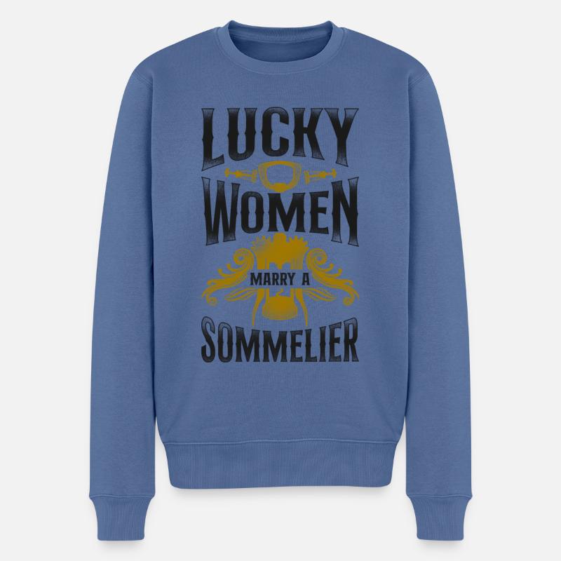 Sommelier Wine Drinking Tasting - Männer Premium Bio Pullover - Taubenblau