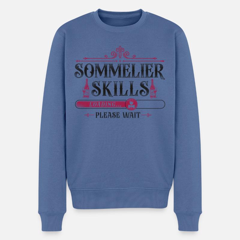 Dégustation de vin de sommelier - Pull Premium bio Homme - bleu pigeon