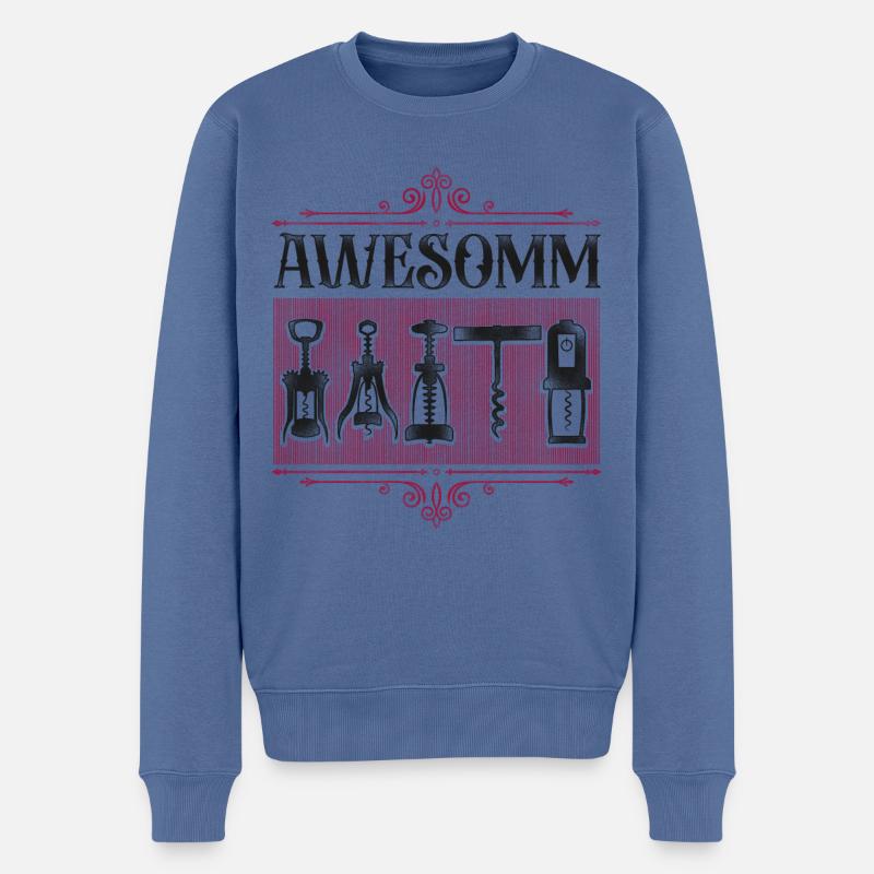 Dégustation de vin de sommelier - Pull Premium bio Homme - bleu pigeon